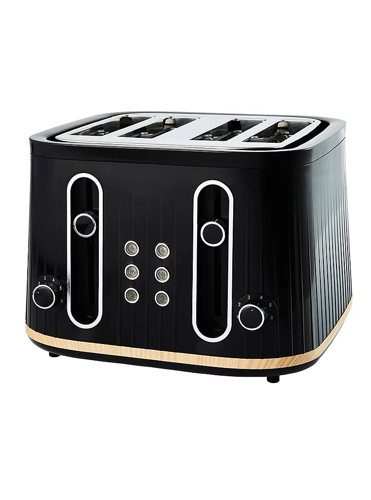 Wood Textured Scandi 4 Slice Toaster
