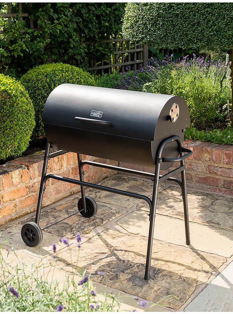 Uniflame 75cm Charcoal Barrel Grill BBQ Home Barbecue Steel Outdoor Barbeque Black