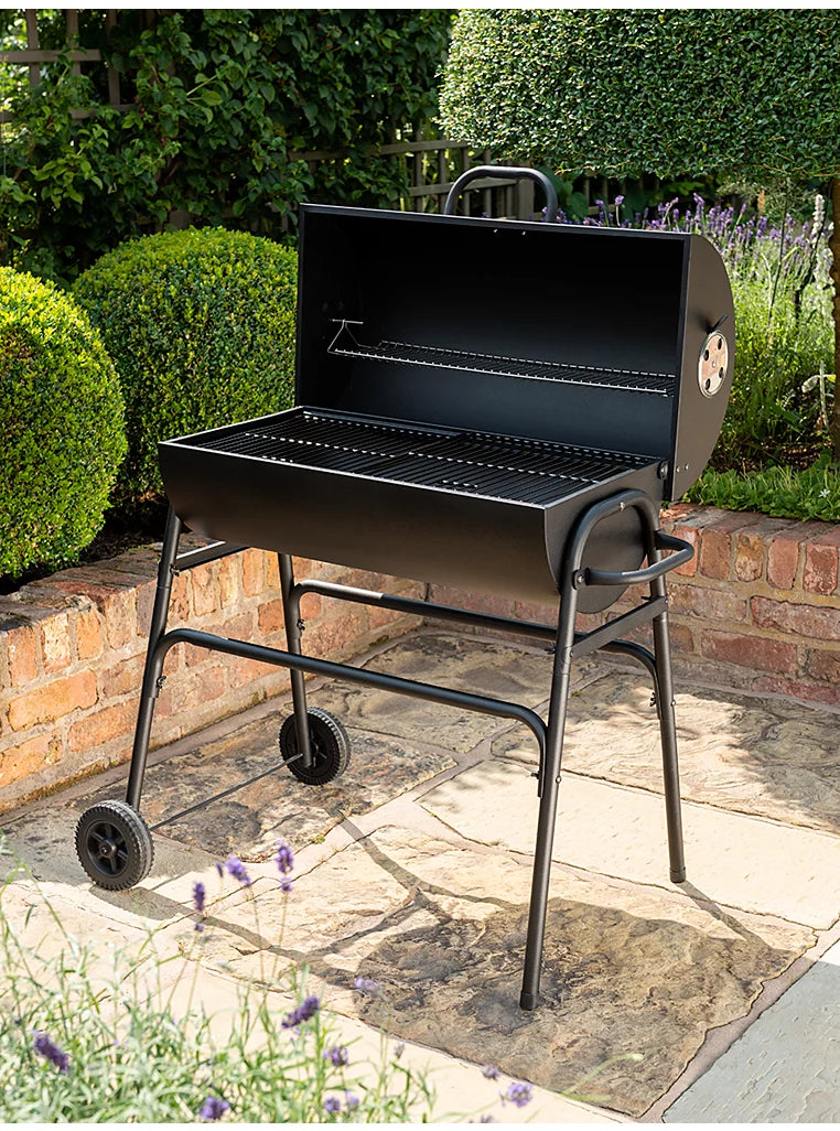 Uniflame 75cm Charcoal Barrel Grill BBQ Home Barbecue Steel Outdoor Barbeque Black