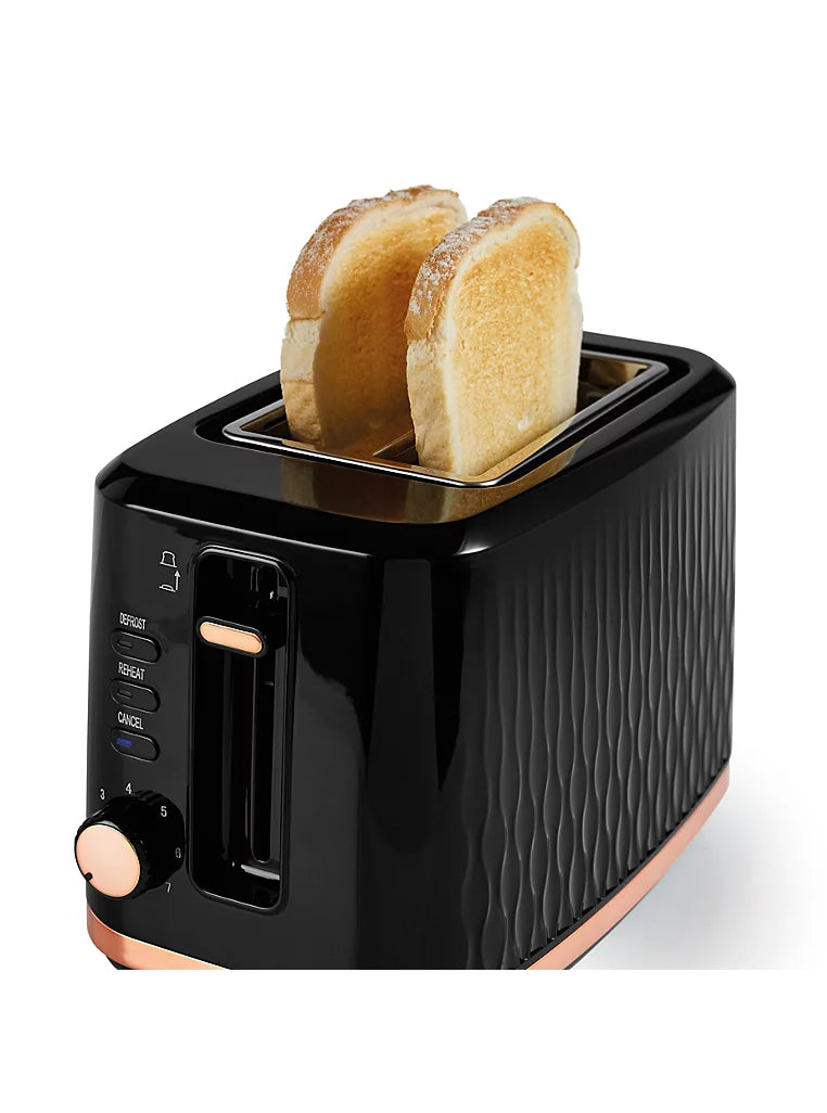 Rose Gold Textured 2-Slice Electric Toaster Kitchen Appliance