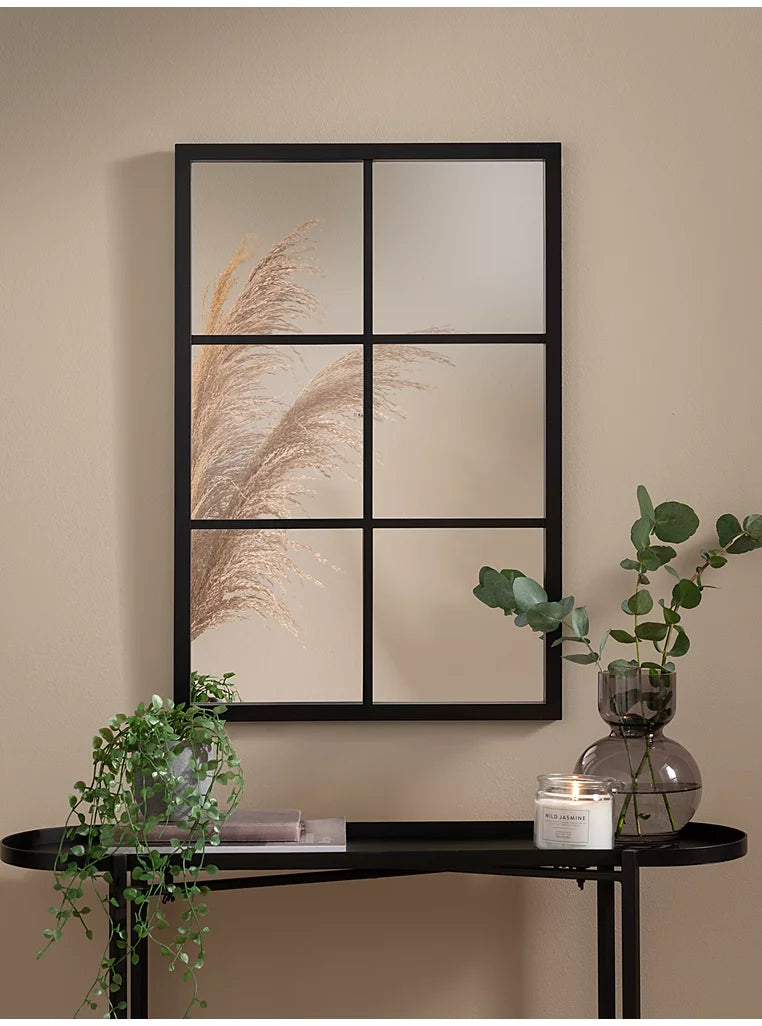Black Rectangular Glass Window Mirror Home Decor Design Wall Room
