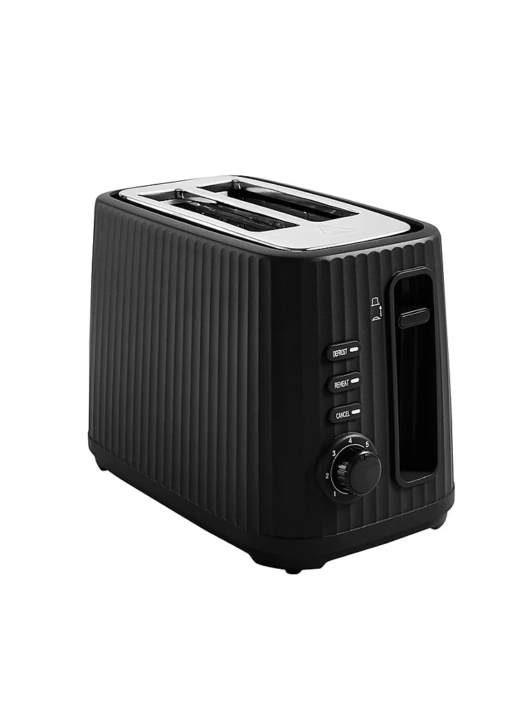 Ribbed 2 Slice Electric Toaster Kitchen Appliance