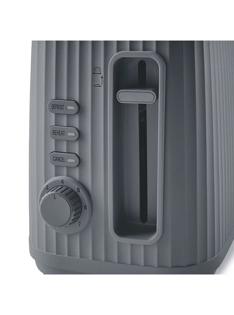 Ribbed 2 Slice Electric Toaster Kitchen Appliance