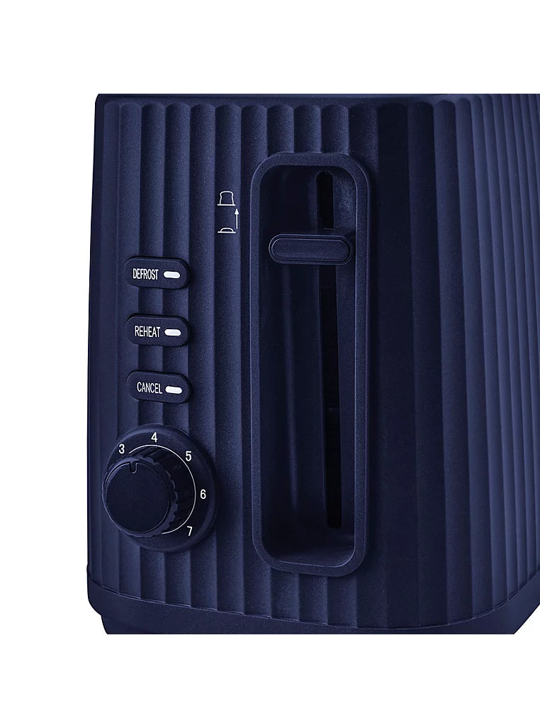 Ribbed 2 Slice Electric Toaster Kitchen Appliance