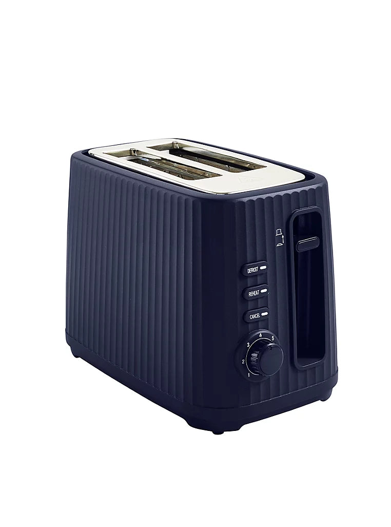 Ribbed 2 Slice Electric Toaster Kitchen Appliance