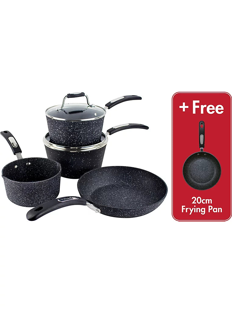 Scoville Neverstick 5 Piece Kitchen Cookware Set - Black