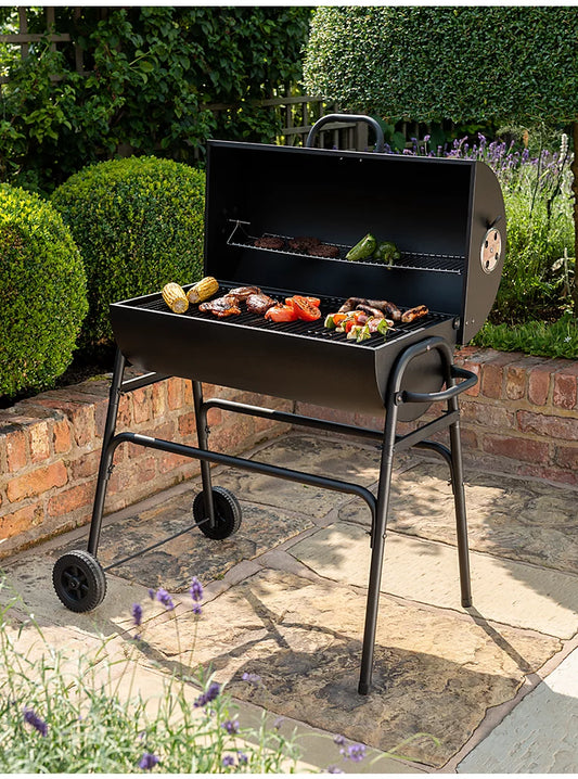 Uniflame 75cm Charcoal Barrel Grill BBQ Home Barbecue Steel Outdoor Barbeque Black