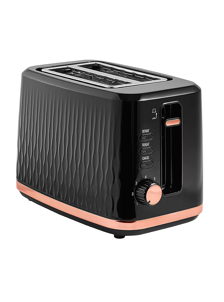 Rose Gold Textured 2-Slice Electric Toaster Kitchen Appliance