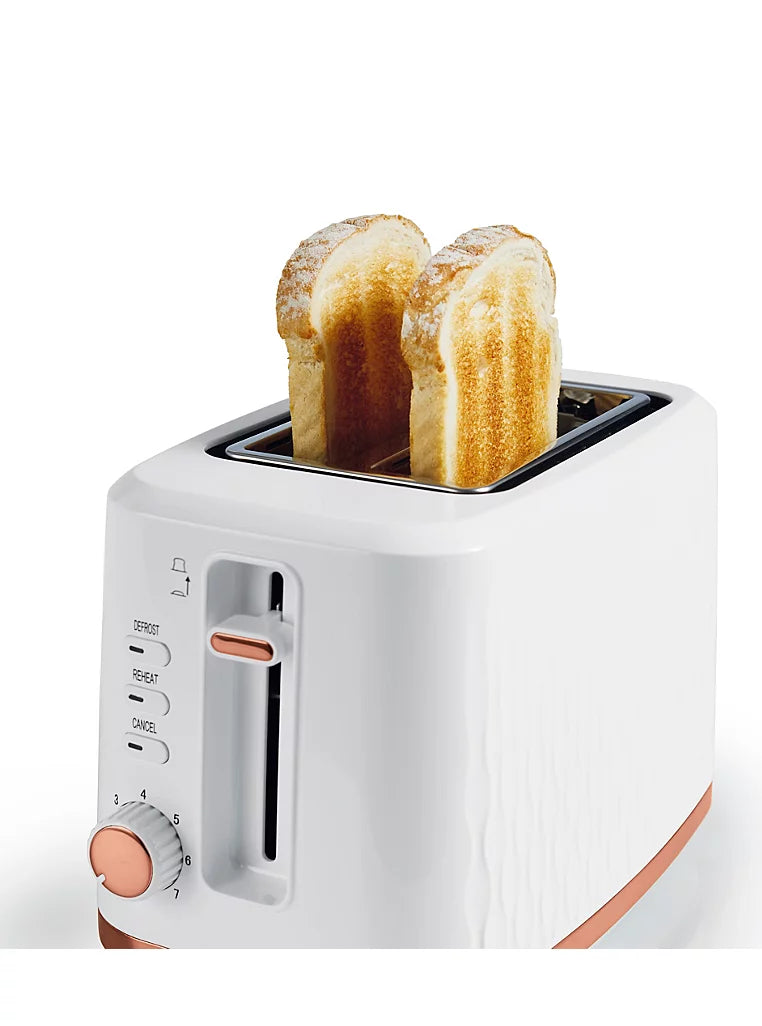 Rose Gold Textured 2-Slice Electric Toaster Kitchen Appliance