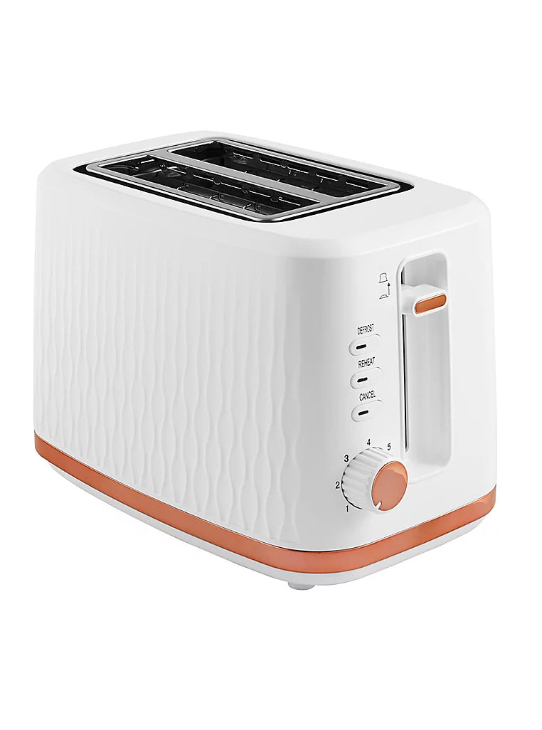 Rose Gold Textured 2-Slice Electric Toaster Kitchen Appliance